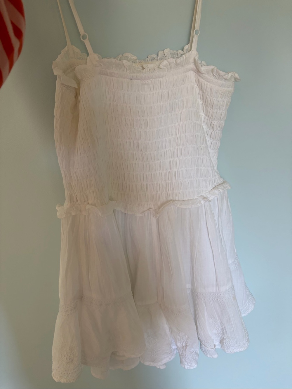 American Eagle Outfitters White Smocked Tiered Cami Dress